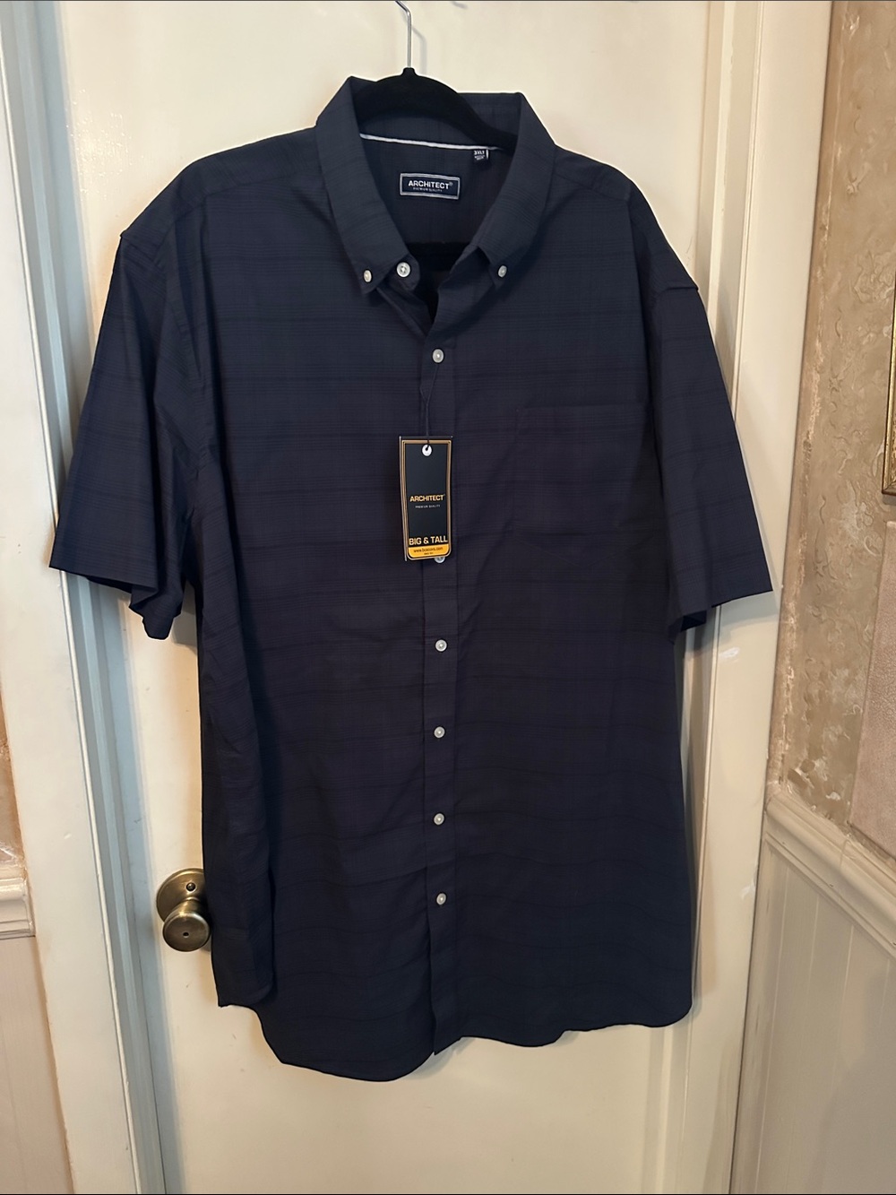 Men’s Architect Short-Sleeve Button-Down Shirt - Dark Blue NWT